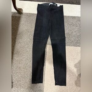 Vince Classic Black pants lamb leather suede ankle zip